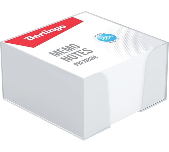 Изображение товара Блок для записи Berlingo premium 9x9х4.5 см, пластиковый бокс, белый, белизна 100 процентов ZP8607