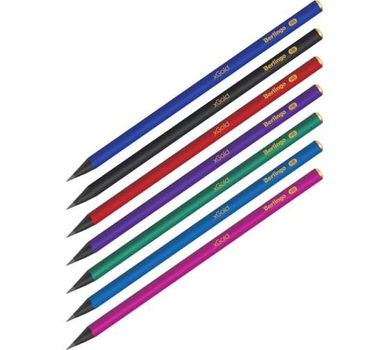 Изображение товара Чернографитный карандаш Berlingo xgold hb, черное дерево, трехгранный, заточенный, ассорти BP01324