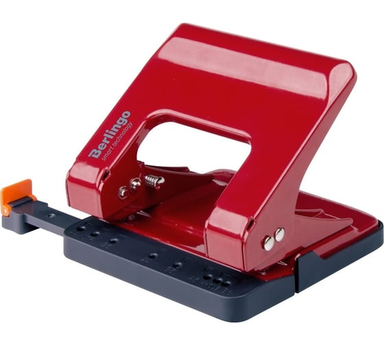 Изображение товара Энергосберегающий дырокол Berlingo smart technology 25 л, металлический, фиксатор, линейка, красный DDm_25204