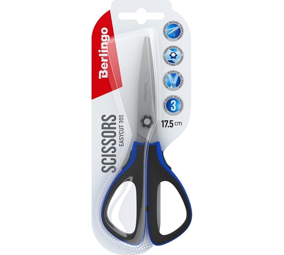 Изображение товара Ножницы Berlingo easycut 300 17.5 см, синие, мягкие вставки, европодвес DNn_17535_a