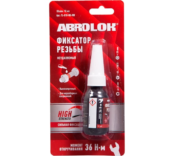 Изображение товара Фиксатор резьбовых соединений неудаляемый ABRO MASTERS красный 10 мл TL-010-RD-RW