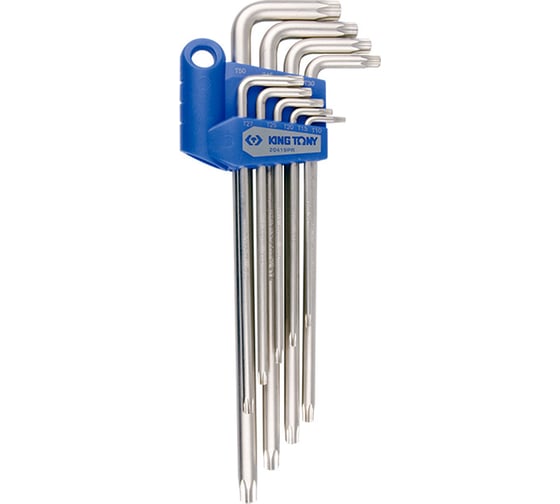 Изображение товара Набор Г-образных ключей TORX с отверстием T10-T50, 9шт KING TONY 20419PR