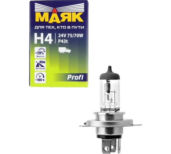 Изображение товара Лампа Маяк Н4, 24 В, 75/70 Вт, P43t 48202