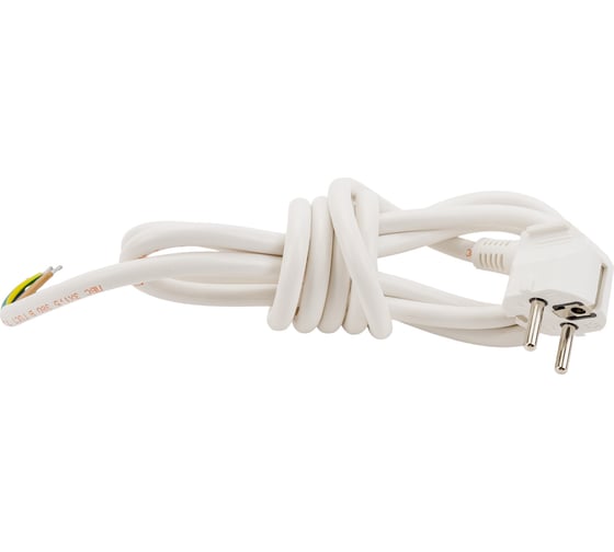 Изображение товара Сетевой шнур СПб УПП-5 с вилкой, ПВС, 3x1,5-81, белый, 2,0 м 99928433