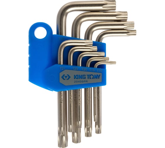 Изображение товара Набор Г-образных ключей TORX KING TONY T10-T50 с отверстием 9 предметов 20409PR
