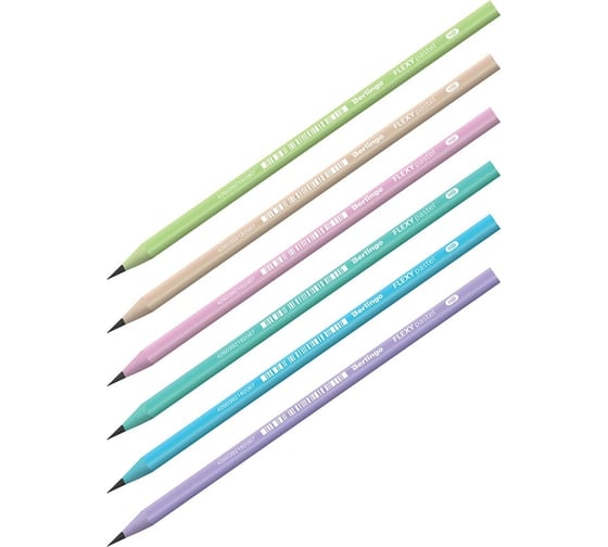 Изображение товара Чернографитный карандаш Berlingo flexy pastel hb, трехгранный, заточенный, пластиковый, пвх-бокс BP01013