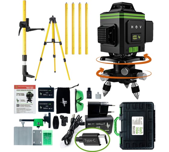 Изображение товара Профессиональный лазерный уровень LT L16-360В + штатив 3.6 м + тренога 1.6 м L16-360В/3.6м/1.6м