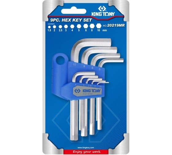 Изображение товара Набор Г-образных шестигранников 1.5-10мм, 9шт KING TONY 20219MR