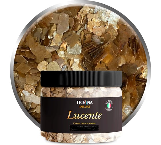 Изображение товара Декоративная добавка - слюда Ticiana DeLuxe Lucente золотой, 0.1 кг 4300003690