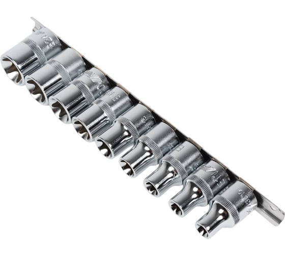 Изображение товара Набор торцевых головок TORX (1/2", E10-E24) 9 предметов JTC H409E