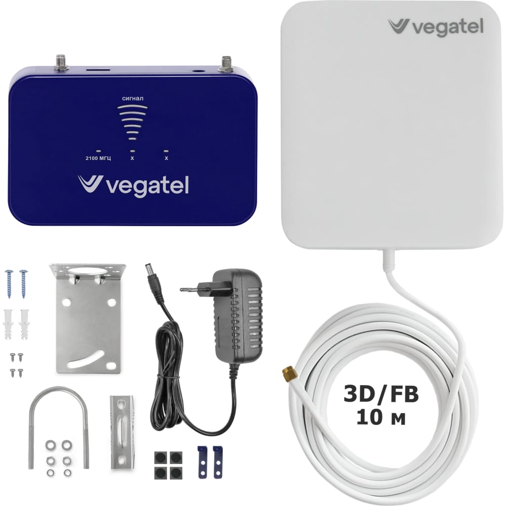 Комплект Vegatel комплект для усиления сотовой связи 2g 3g 4g vegatel tn 900 1800 2100 до 350м2