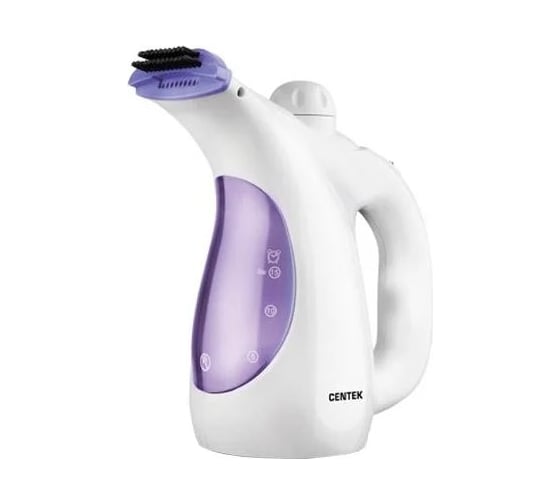 Изображение товара Отпариватель Centek ручной (бел/фиолет) 800Вт, 330мл, 15г/мин, регулятор мощ, насадка-щетка CT-2380
