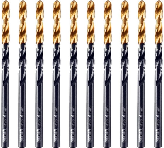 Изображение товара Сверло по металлу Golden Tip 4 мм, HSS-Tin, 10 шт, DIN 338 Denzel 717209