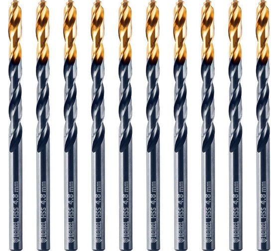 Изображение товара Сверло по металлу Golden Tip 4.8 мм, HSS-Tin, 10 шт, DIN 338 Denzel 717212