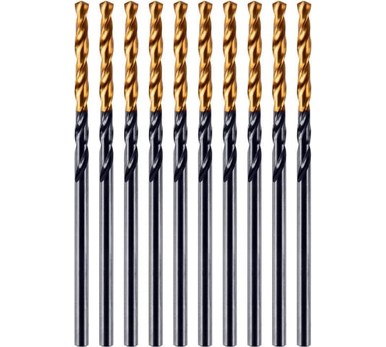 Изображение товара Сверло по металлу Golden Tip 2 мм, HSS-Tin, 10 шт, DIN 338 Denzel 717203