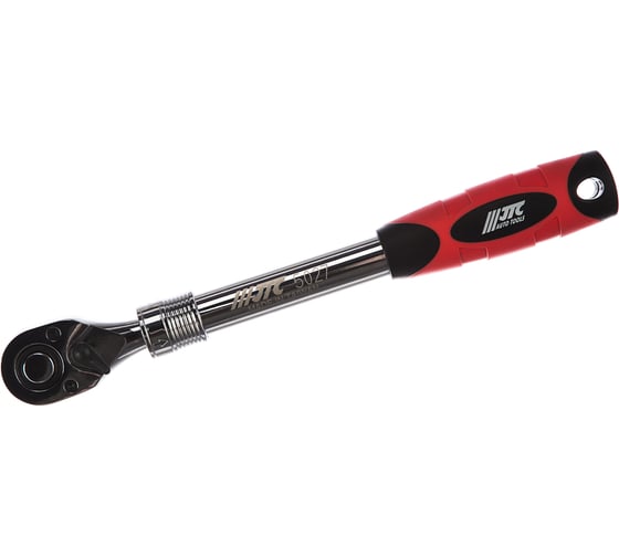 Изображение товара Трещотка 72-зубцовая с телескопической резиновой рукояткой (1/2”, 305-405 мм) JTC 5027