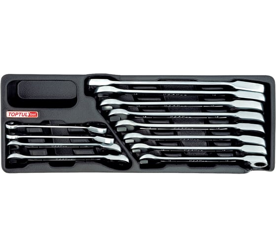 Изображение товара Набор комбинированных трещоточных ключей TOPTUL 8-19 мм, 12 предметов, в ложементе GAAT1205