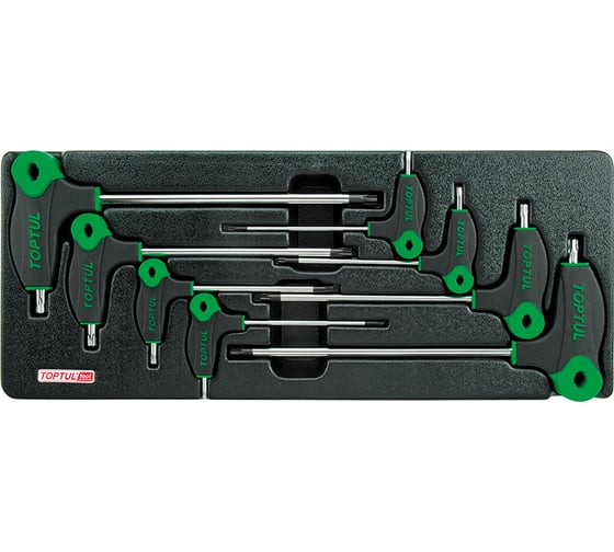 Изображение товара Набор отверток Torx TOPTUL с L-образной ручкой, T10-T50, 8 предметов, в ложементе GAAT0812