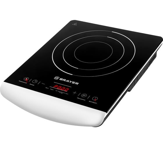 Изображение товара Индукционная настольная плитка BRAYER 2801BR 1 конфорка, 2000 Вт, закаленное стекло, сенсорное управление BR2801