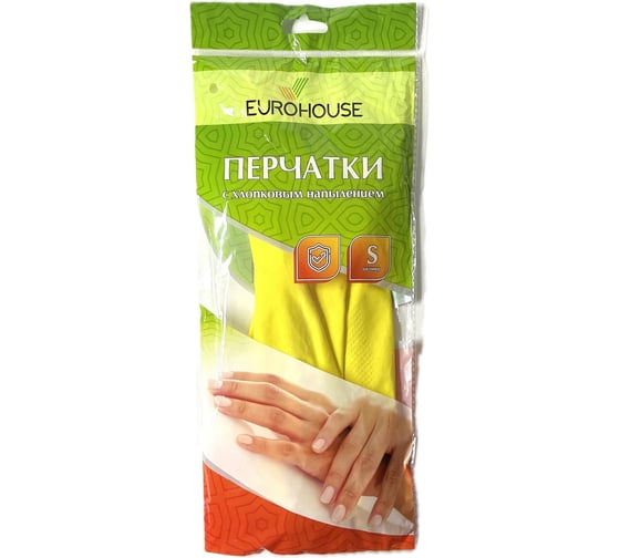 Изображение товара Латексные перчатки с хлопковым напылением EUROHOUSE S 3700