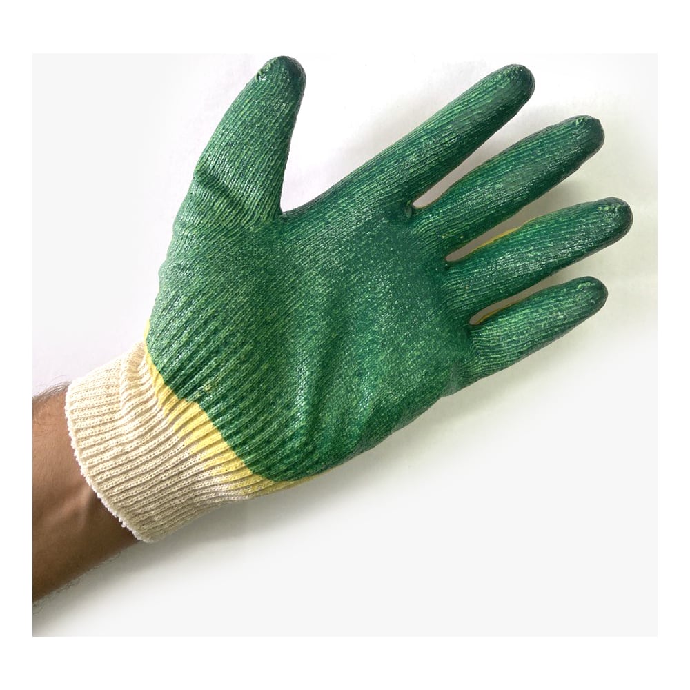 Изображение товара Перчатки АНТЕЙ ПЛЮС х/б с двойным латексным обливом 200 шт