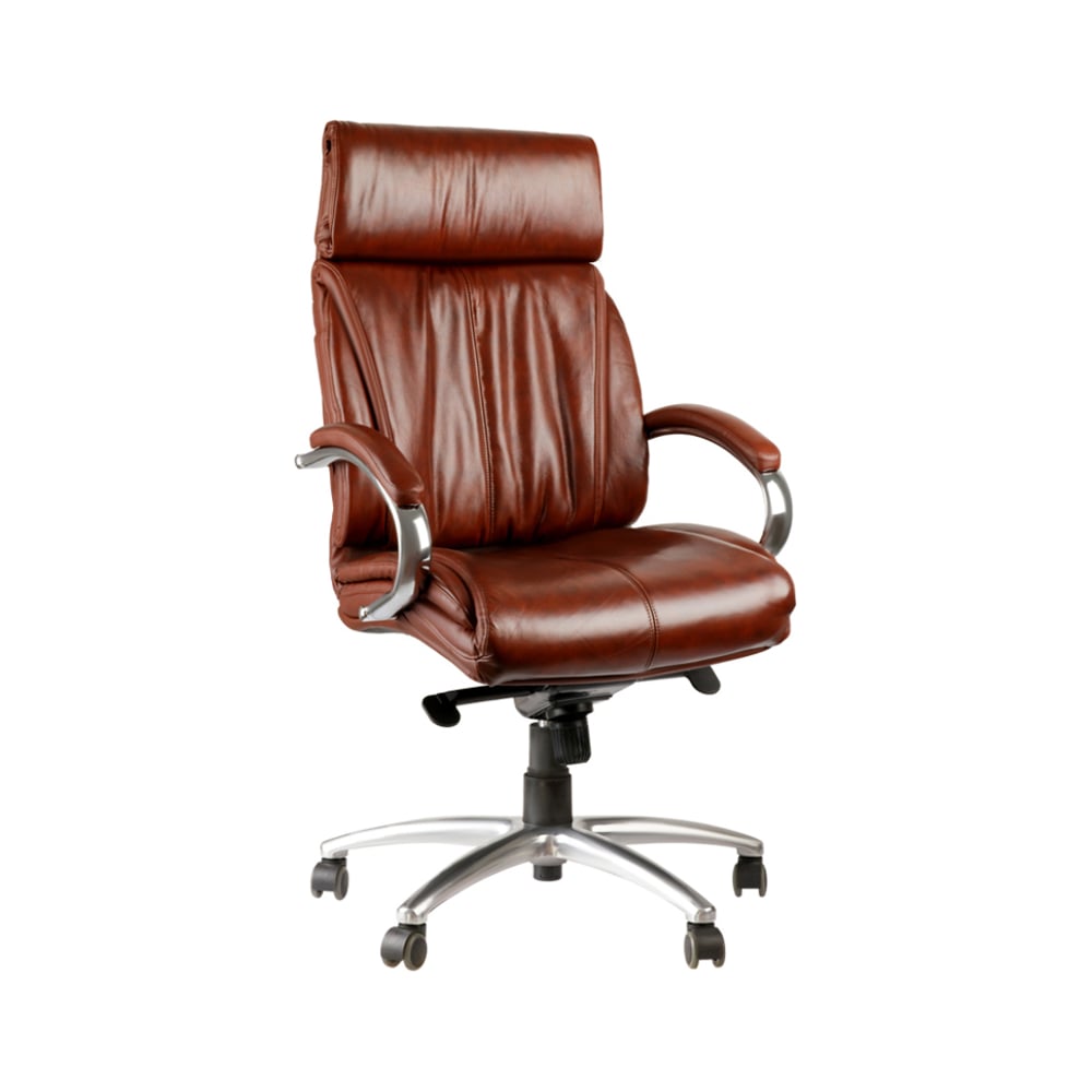 Изображение товара Кресло руководителя Helmi hl-es04 strength повышенной прочности, кожа бордовая, мультиблок, хром, до 250 кг 311367