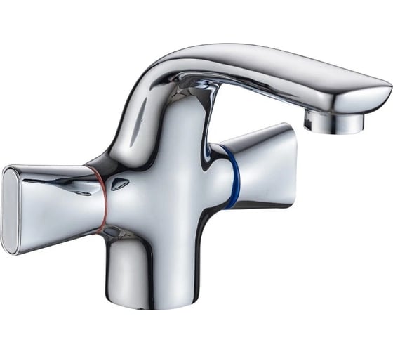 Изображение товара Смеситель для умывальника Gota Rocio с 2-мя рукоятками, крепление гайка G071010 Palma 1/10 071010-GOTA