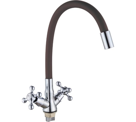 Изображение товара Смеситель для кухни Gota Rocio Barcelona с 2-мя рукоятками, с высоким силиконовым изливом, крепление гайка, серый 1/10 095538-GOTA