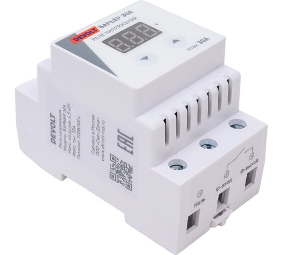 Изображение товара Реле напряжения DEVOLT БАРЬЕР-30A, 6,5кВт, 30А, БАРЬЕР30