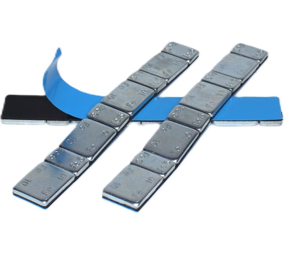 Изображение товара Грузики балансировочные R2R адгезивные 5-10 гр (Синий скотч, Zn) (БП) 100 шт/упак. FE-080