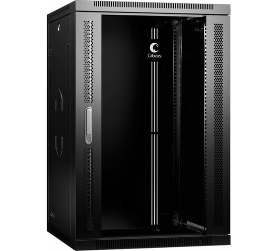 Изображение товара Телекоммуникационный настенный разобранный шкаф Cabeus 19" 18U цвет черный SH-05F-18U60/60-R-BK