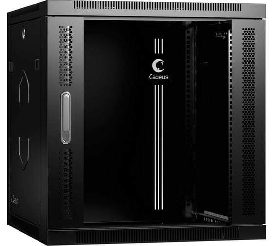 Изображение товара Телекоммуникационный настенный разобранный шкаф Cabeus 19" 12U цвет черный SH-05F-12U60/60-R-BK