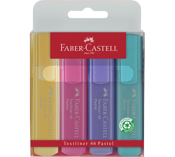 Изображение товара Набор текстовыделителей Faber-Castell 46 superfluorescent+pastel 2 флуоресцентных цвета + 2 пастельных цвета, 1-5 м 154610