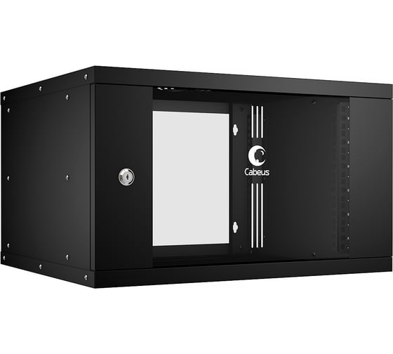 Изображение товара Телекоммуникационный настенный шкаф Cabeus 19" 6U, серия LIGHT разборный, цвет черный WSC-05D-6U55/45-BK