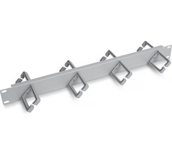 Изображение товара Горизонтальный кабельный органайзер Cabeus 19" 1U двухсторонний, 8 пластиковых колец под углом 45 градусов JB08-1U-45-GY