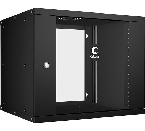 Изображение товара Телекоммуникационный настенный шкаф Cabeus 19" 9U, серия LIGHT разборный, цвет черный WSC-05D-9U55/45-BK
