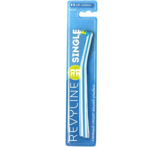 Изображение товара Зубная щетка Revyline SM1000 Single, монопучковая, голубая - салатовая 6647