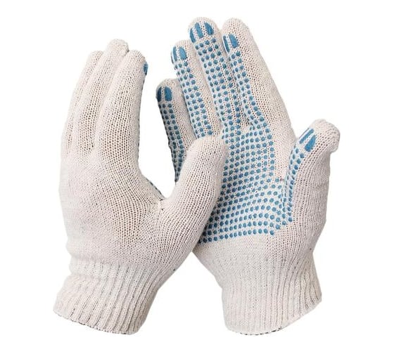 Изображение товара Защитные трикотажные перчатки ООО Комус ПВХ-точка, 4 нити, 40-42гр, 10 класс, 300 пар, белые 1700898