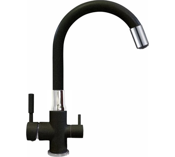 Изображение товара Смеситель для кухни Gota Rocio с дополнительным выходом для питьевой воды G351-532 Special с силиконовыми изливом, черный 1/10 351532-GOTA
