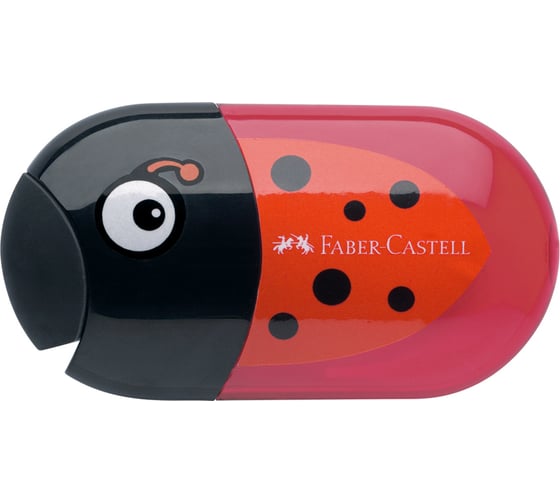 Изображение товара Пластиковая точилка Faber-Castell с ластиком ladybug 2 отверстия, контейнер 183526