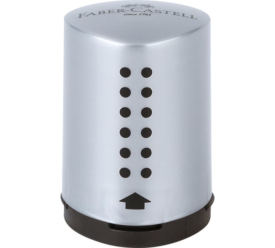 Изображение товара Пластиковая точилка Faber-Castell grip 2001 mini 1 отверстие, контейнер, серебряная 183700