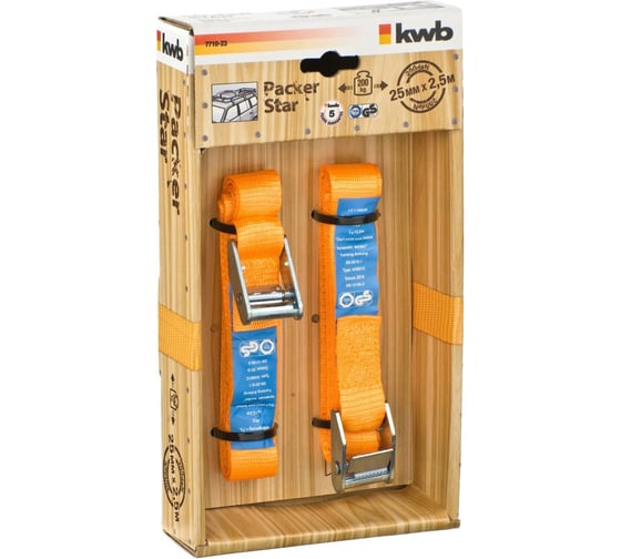 Изображение товара Стяжной ремень с зажимом, 2.5м, 2шт. KWB 7710-23