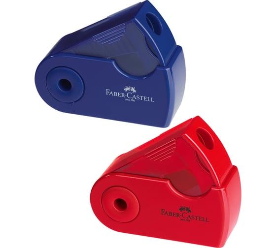 Изображение товара Пластиковая точилка Faber-Castell sleeve mini 1 отверстие, контейнер, красная/синяя 182711