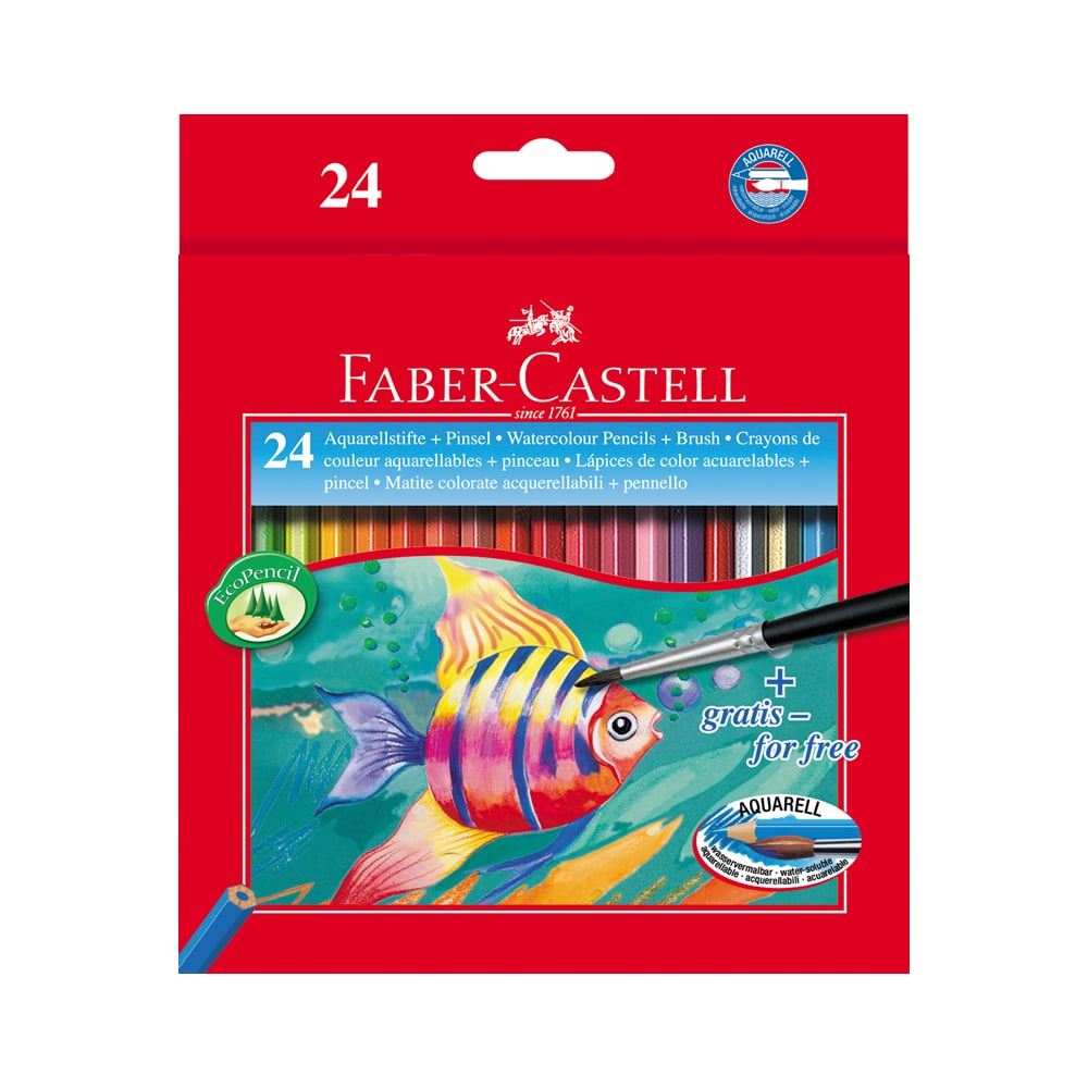 Изображение товара Акварельные карандаши Faber-Castell 24 цвета с кистью и картоном