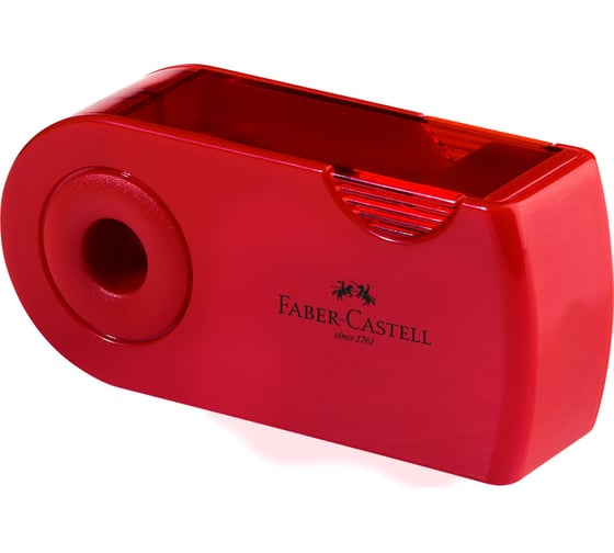 Изображение товара Пластиковая точилка Faber-Castell sleeve 2 отверстия, контейнер, красная/синяя 182701