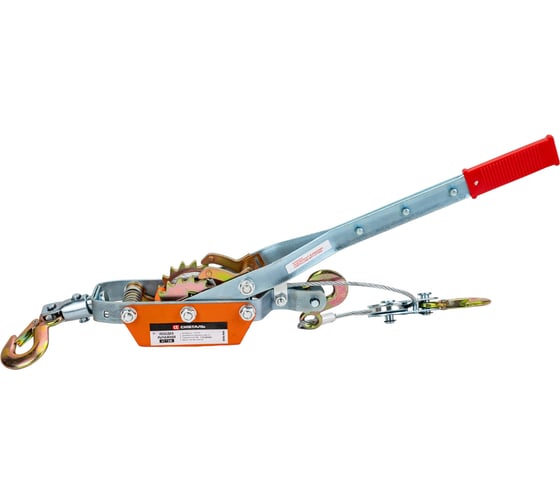 Изображение товара Ручная рычажная тросовая лебедка Сибталь модель X2Y3, двойной храповый механизм, три крюка, 4т, 3м 070 0005 4000