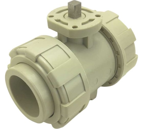 Изображение товара Двухходовой шаровой кран TECHNO 2040-PP полипропиленовый, под привод, DN40, рабочая температура -10~60C 650240