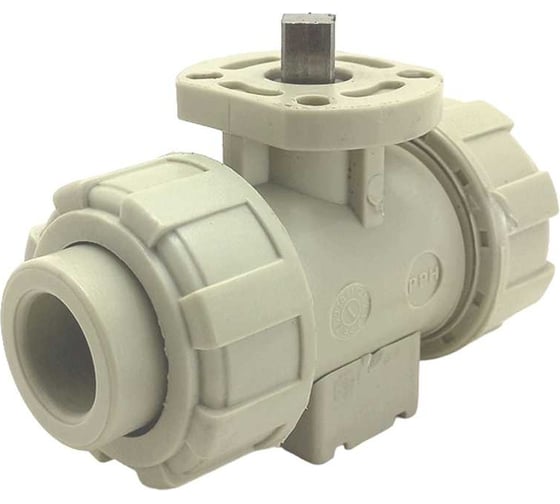 Изображение товара Двухходовой шаровой кран TECHNO 2015-PP полипропиленовый, под привод, DN15, рабочая температура -10~60C 650215