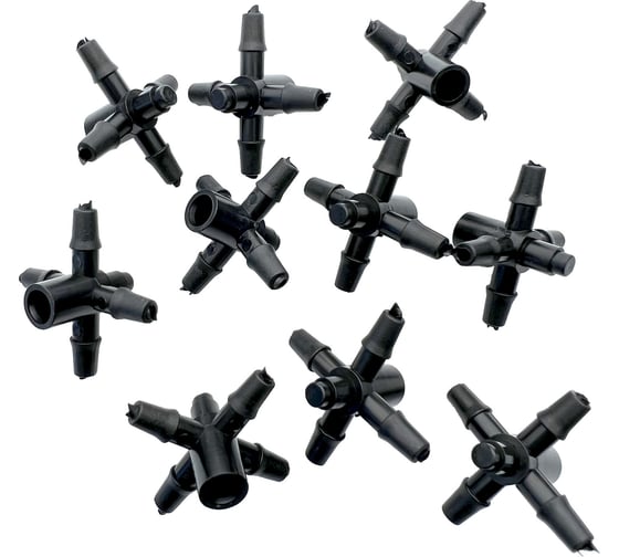 Изображение товара Разветвитель крестовой на 4 выхода для микротрубки 3 мм Профитт 10 шт. 1892082