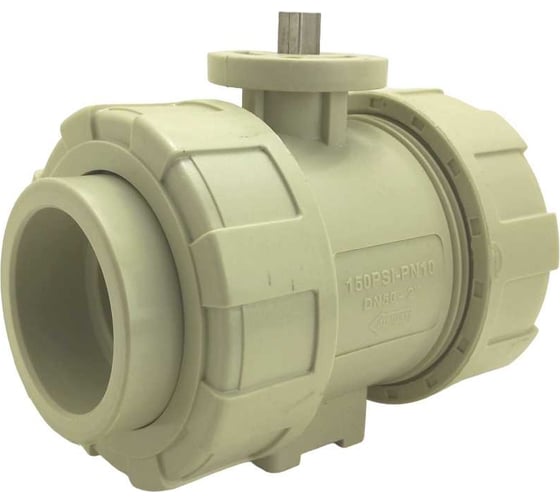 Изображение товара Двухходовой шаровой кран TECHNO 2050-PP полипропиленовый, под привод, DN50, рабочая температура -10~60C 650250